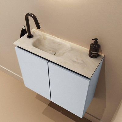 MONDIAZ TURE-DLUX Meuble WC 60 cm Clay. Lavabo EDEN Ostra position gauche. Avec 1 trou de robinet.