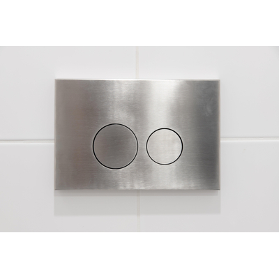 FugaFlow Metal Bedieningsplaat - bedieningspaneel voor Geberit UP320 inbouwreservoir - dualflush - ronde knoppen - metaal RVS - Black Friday -