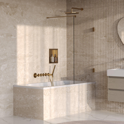 BRAUER Void Paroi de baignoire - 80x140 - verre transparent - incl. revêtement anti-calcaire - or brossé PVD