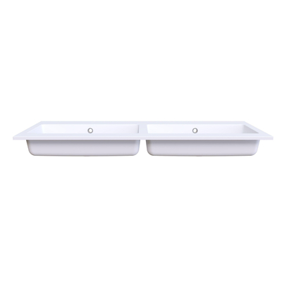 Arcqua Mira Lavabo encastré - 121x46x1.5cm - double vasque - sans trou de robinet - marbre de synthèse - blanc mat