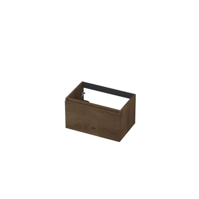 INK Wastafelonderkast - 70x45x40cm - 1 lade - greeploos - met houten keerlijst - MDF - Chocolate
