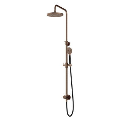 Hotbath Cobber Ensemble de douche pluie, pomme de douche 20cm et flexible de douche 1,5m avec douchette Laiton vieilli