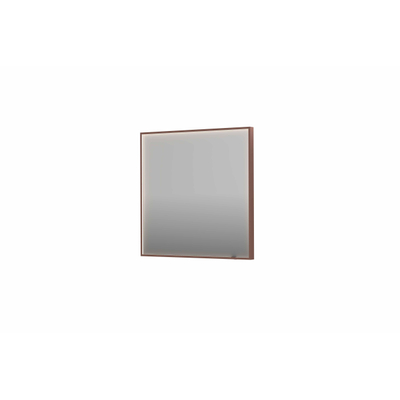 INK SP19 spiegel - 80x4x80cm rechthoek in stalen kader incl dir LED - verwarming - color changing - dimbaar en schakelaar - geborsteld koper