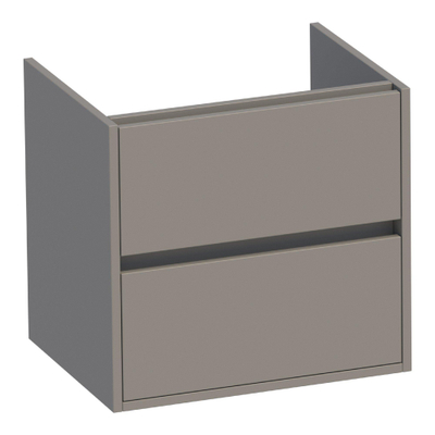 BRAUER Adore meuble sous-lavabo - 60x46x55cm - 2 tiroirs softclose - sans poignées - 1 découpe pour siphon - taupe mat