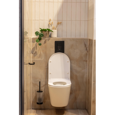 QeramiQ Dely WC suspendu – sans bride – profondeur 51,7 cm – avec abattant fin (slim) softclose – blanc mat
