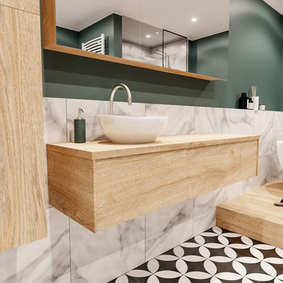 Mondiaz LUSH Meuble salle de bains avec 1 tiroir lavabo BARCO 150x30x45cm Gauche 1 trou de robinet Washed oak