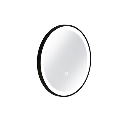 Sjithouse Furniture miroir de luxe rond 40cm avec cadre noir éclairage led intégré changement de couleur miroir blanc/blanc chaud chauffage mat