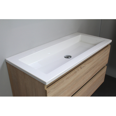 Basic Bella Meuble avec lavabo acrylique 100x55x46cm sans trou de robinet avec miroir Chêne