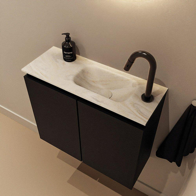 MONDIAZ TURE-DLUX Meuble toilette - 60cm - Urban - EDEN - vasque Ostra - position droite - 1 trou de robinet