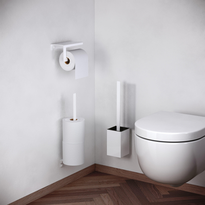 Clou Fold ensemble balai de toilettes - hauteur 35,5 cm - modèle mural - blanc mat