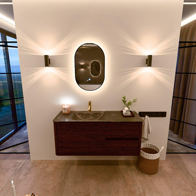 Mondiaz CIRO-DLUX Badkamermeubelset - 120x45x50cm - Solid surface wastafel Lava - 1 wasbak Links - 1 kraangat - 2 lades - Ruby