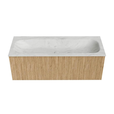 MONDIAZ KURVE-DLUX 120cm Meuble salle de bain - couleur Oak - 1 tiroir - vasque BIG LARGE centre - 1 trou de robinet - couleur Opalo