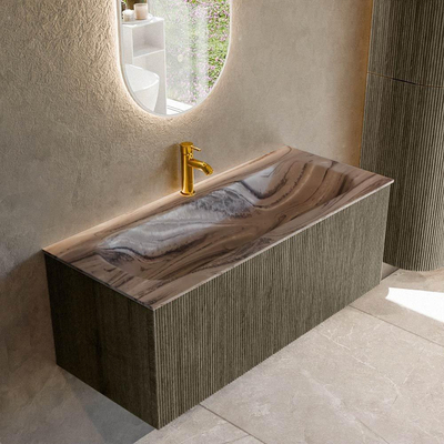 MONDIAZ KURVE-DLUX 110cm badmeubel kleur Shadow met 1 lade en 0 deuren. Wastafel BIG MEDIUM Midden 1 kraangat Sombra.