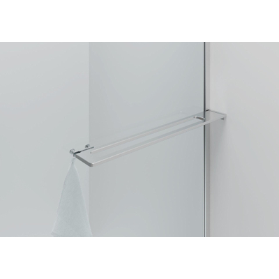 Aloni Paroi de douche - 100x200cm - coins arrondis - verre de sécurité - 6mm - porte-serviettes - chrome