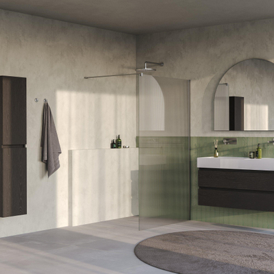 BRAUER Oblivion Paroi de douche à l'italienne - 120x200cm - verre strié clair - revêtement de verre - PVD - acier inoxydable brossé