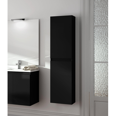 Saniclass Chaci Armoire haute - 140x35x27cm - 2 portes - noir mat