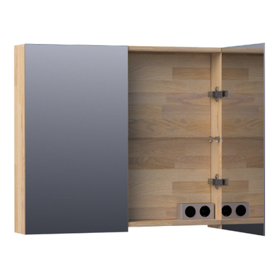BRAUER Impress armoire de toilette – 80 x 70 x 15 cm – 2 portes, portes-miroir double face – Chêne gris