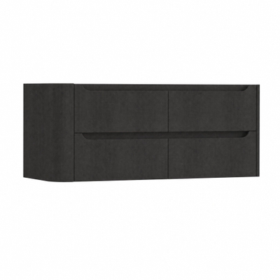 H&R Badmeubelen Juice Wastafelonderkast - 120x45x50cm - linkerhoek afgerond - 4 lades - geïntegreerde greep - basalt