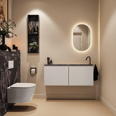MONDIAZ TURE-DLUX Meuble toilette - 120cm - Linen - EDEN - vasque Lava - position droite - 1 trou de robinet