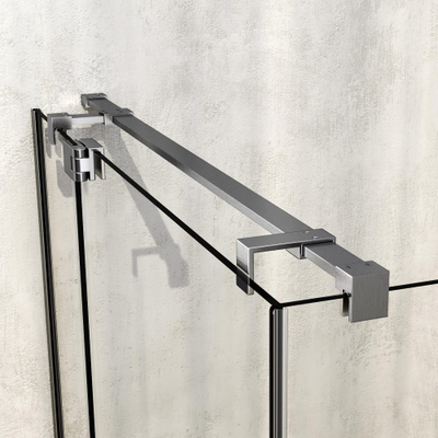 BRAUER Stellar Cabine de douche - 140x80x200cm - porte battante - revêtement verre - réversible - verre clair - Acier inoxydable brossé PVD