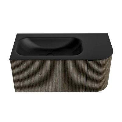 Mondiaz KURVE Badkamermeubelset - 95x46x40cm - 1 lade - 1 deur - wastafel solid surface - links - 1 kraangat - Shadow