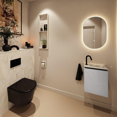 MONDIAZ TURE-DLUX Meuble WC 40 cm Plata. Lavabo EDEN Ostra position droite. Avec 1 trou de robinet.