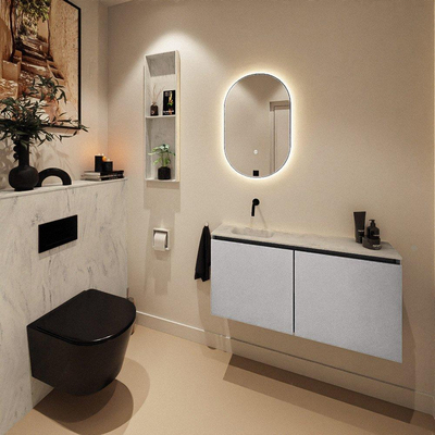 MONDIAZ TURE-DLUX 100cm toiletmeubel Plata. EDEN wastafel Opalo positie links. Zonder kraangat.