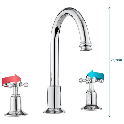 Crosswater Belgravia Mitigeur de lavabo - haut - 3 trous - croisillon - chrome