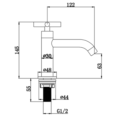 Differnz Ribble fonteinset - 38x18x8cm - Rechthoek - 1 kraangat - chroom kraan - kruisgreep - natuursteen zwart SHOWROOMMODEL