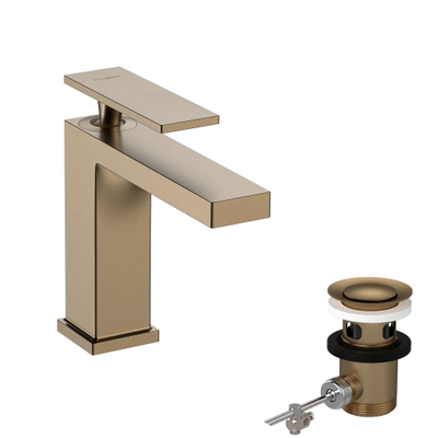 Hansgrohe Tecturis E Wastafelmengkraan - trekwaste - 14.4cm uitloop - geborsteld brons