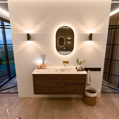 Mondiaz CIRO-DLUX Ensemble de meubles de salle de bains - 120x45x50cm - lavabo en solid surface Frappe - 1 vasque à droite - sans trous de robinet - 2 tiroirs - Dusk