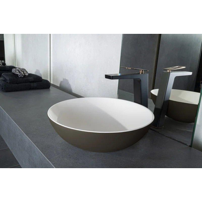 By Goof Waskom - opbouw - 38.5x13.8x38.5cm - Solid surface - Rond - Mat Moka