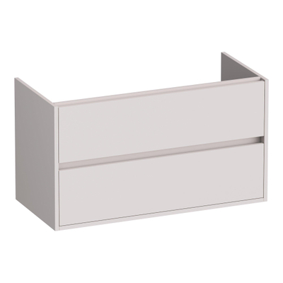 BRAUER Adore Meuble sous-lavabo - 100x46x55cm - 2 tiroirs à fermeture douce - sans poignée - 1 découpe pour siphon - sable mat