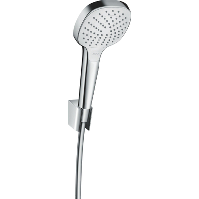 Hansgrohe Croma Select E Ensemble de douche PorterS avec douchette Croma Select E Vario avec support mural avec flexible de douche Isiflex`B 160cm blanc/chrome