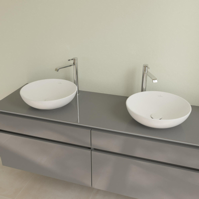 Villeroy & Boch Loop & friends opzetwastafel 42cm rond met overloop CeramicPlus stone white