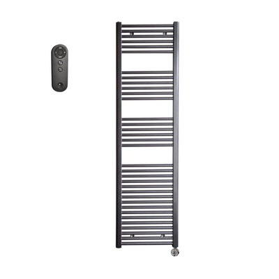 Sanicare HVS Elektrische Radiator - 172x60cm - 1127W - met afstandsbediening - thermostaat - chroom - rechtsonder - gunmetal (antraciet)