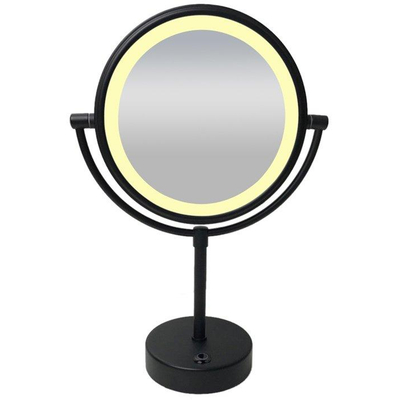 Wiesbaden Miroir de rasage sur pied LED à piles mat noir