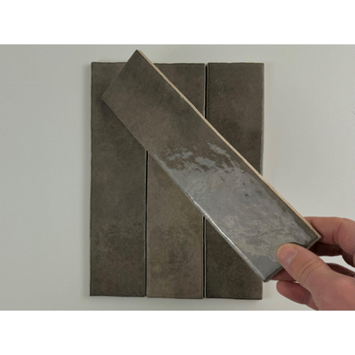 ÉCHANTILLON Terravito Mellina Carreau mural en céramique - 6x24,6cm - 8mm - Moka
