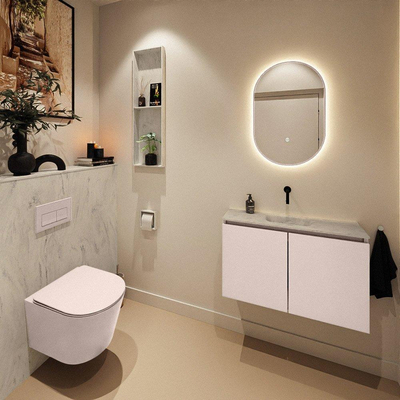 MONDIAZ TURE-DLUX Meuble WC 80 cm Rosee. EDEN lavabo Opalo position milieu. Sans trou de robinet.