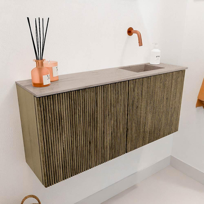 Mondiaz JOYA-DLUX 90cm toiletmeubel - kleur Dusk - Wastafel FAYE positie Rechts Zonder kraangat kleur Saba.