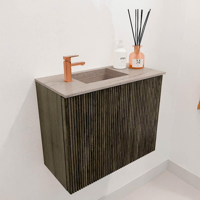 Mondiaz JOYA-DLUX 50cm toiletmeubel - kleur Shadow - Wastafel FAYE positie Links 1 kraangat kleur Saba.