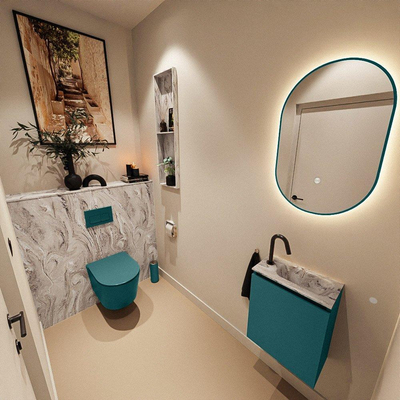 MONDIAZ TURE-DLUX 40cm toiletmeubel Smag. EDEN wastafel Glace positie rechts. Met 1 kraangat.