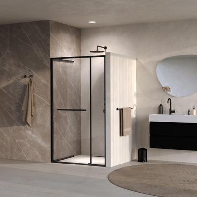 BRAUER Luminis Nisdeur - 120x200 - 2-delig naar binnen draaiend - helder glas - omkeerbaar - incl. glascoating - mat zwart