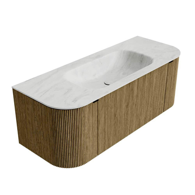 Mondiaz KURVE-DLUX Badkamermeubelset - 120x46x40cm - 1 lade - 2 deuren - wastafel solid surface - midden - zonder kraangat - Dusk