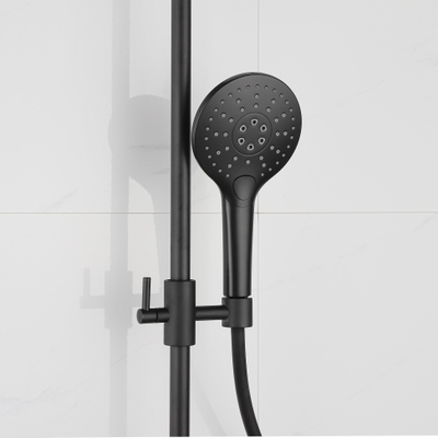 Fugaflow Eccelente Sobrado Ensemble de barre de douche - coude de raccordement mural intégré - flexible de douche lisse - douchette ronde - noir mat