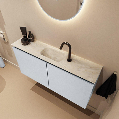 MONDIAZ TURE-DLUX Meuble WC 100cm Clay. EDEN lavabo Ostra position milieu. Avec 1 trou de robinet.