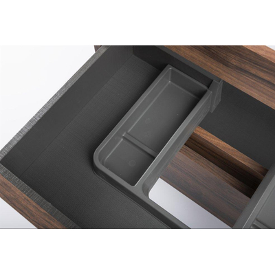 Adema Chaci Ensemble de meuble salle de bain - 80x46x55cm - 1 lavabo en céramique noir - sans trou de robinet - 2 tiroirs - miroir rectangulaire - chêne
