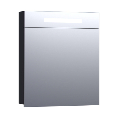 Saniclass 2.0 Spiegelkast - 60x70x15cm - verlichting geintegreerd - 1 rechtsdraaiende spiegeldeur - MFC - black wood