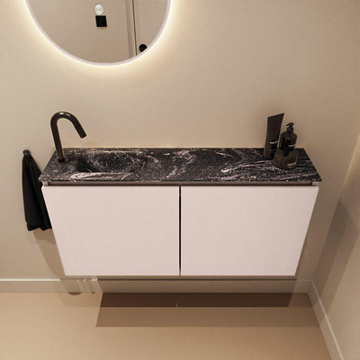 MONDIAZ TURE-DLUX Meuble de WC 100 cm Rosee. EDEN lavabo Lava position gauche. Avec 1 trou de robinet.