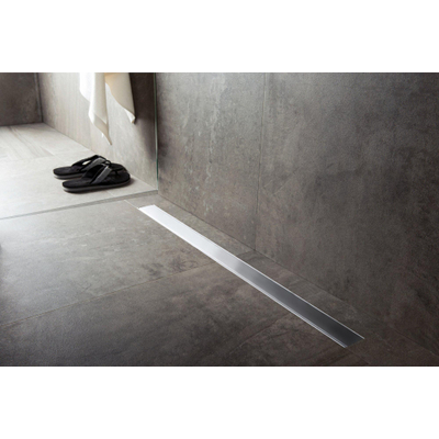 Easydrain Compact Zero afvoergoot 6x80cm enkele plaat met zijuitloop 50mm RVS TWEEDEKANS